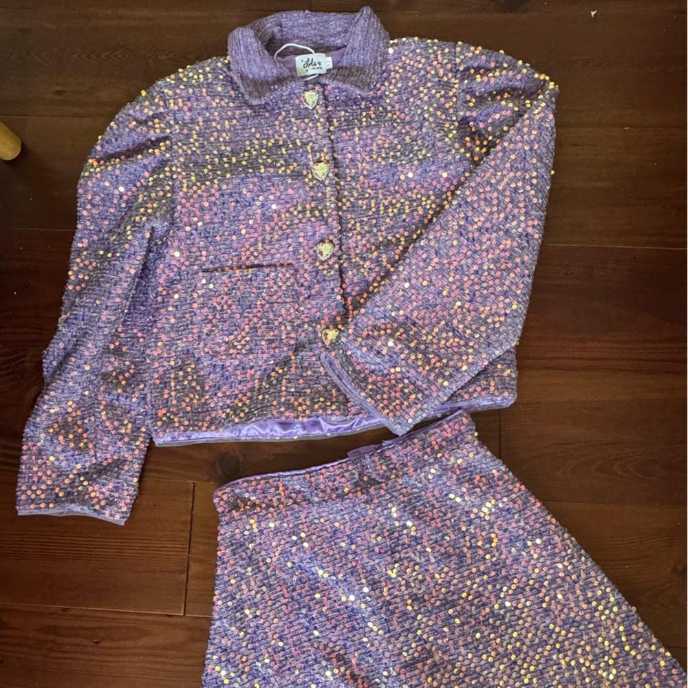 Lola + The Boys Lavender Sequin Tweed Set - Picture 4 of 5